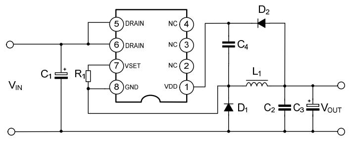 SD4938 18V/0.3A輸出時應用線路圖