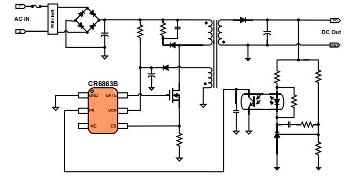 CR6863B pwm電流控製芯片電路圖