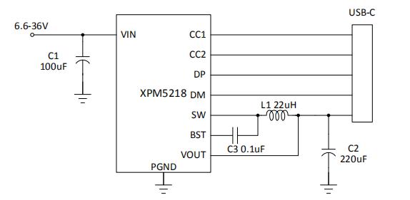 XPM5218 18W USB PD多協議降壓芯片電路圖