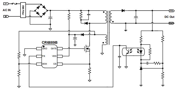 ob2281替代料CR6889B典型應用電路圖