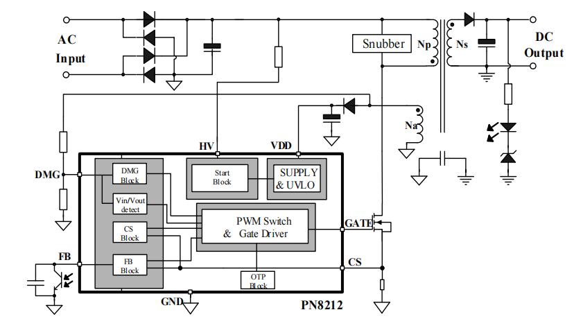 pn8212 44w快充芯片典型應用電路